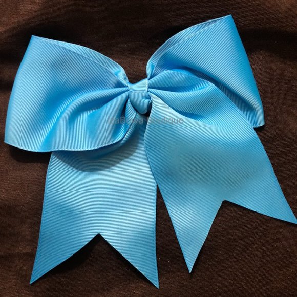 Turquoise Solid Cheer Bow  (2) - Picture 3 of 3